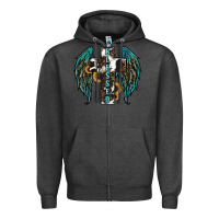 Charcoal Heather western wings cross blessed Zipper Hoodie - RanaPortraitStore