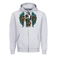 Heather Grey western wings cross blessed Zipper Hoodie - RanaPortraitStore