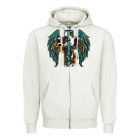 Oatmeal Heather western wings cross blessed Zipper Hoodie - RanaPortraitStore