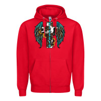 Red western wings cross blessed Zipper Hoodie - RanaPortraitStore