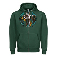 Sports Green western wings cross blessed Zipper Hoodie - RanaPortraitStore