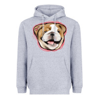 Heather Grey bulldog pink glitter Heavyweight Hoodie - Jasminsmagicworld