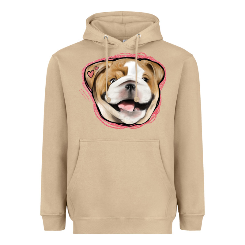 Bulldog Pink Glitter Heavyweight Hoodie by Jasminsmagicworld | Teevron
