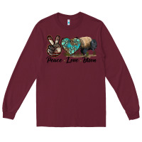 Burgundy Peace lLve Bison Long Sleeve Tee - LillyAllenDesigns