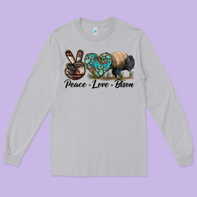 Peace Llve Bison Long Sleeve Tee Designed By Lillyallendesigns