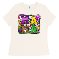 Bone Mardi Gras leopard frame mama Mother's Day Ladies Tee - LillyAllenDesigns