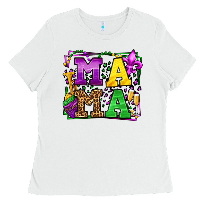 Mardi Gras Leopard Frame Mama Mother's Day Ladies Tee by LillyAllenDesigns | Teevron
