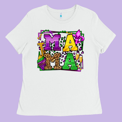 Mardi Gras Leopard Frame Mama Mother's Day Ladies Tee Designed By Lillyallendesigns