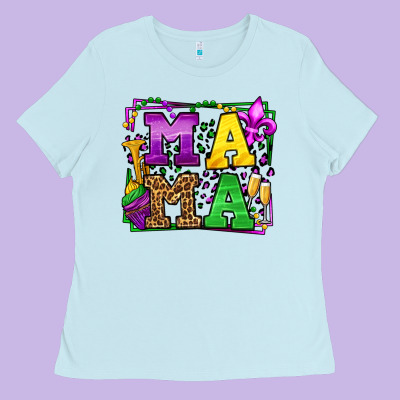 Mardi Gras Leopard Frame Mama Mother's Day Ladies Tee Designed By Lillyallendesigns