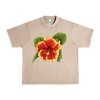 French Oak Hawaiian Hibiscus Flower Illustrations Urban Heavy Tee - LillyAllenDesigns