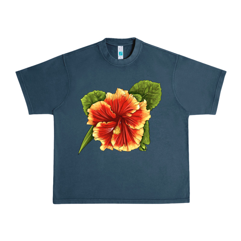 Hawaiian Hibiscus Flower Illustrations Urban Heavy Tee by LillyAllenDesigns | Teevron