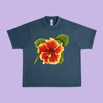 Hawaiian Hibiscus Flower Illustrations Urban Heavy Tee Designed By Lillyallendesigns