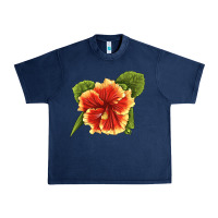 Navy Hawaiian Hibiscus Flower Illustrations Urban Heavy Tee - LillyAllenDesigns