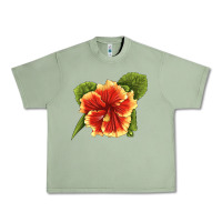Oil Green Hawaiian Hibiscus Flower Illustrations Urban Heavy Tee - LillyAllenDesigns