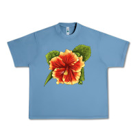 Pebble Blue Hawaiian Hibiscus Flower Illustrations Urban Heavy Tee - LillyAllenDesigns