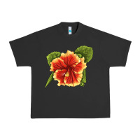 Pigment Black Hawaiian Hibiscus Flower Illustrations Urban Heavy Tee - LillyAllenDesigns