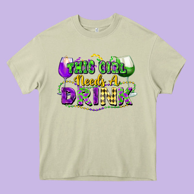 This Girl Needs A Drink Heavy Core Tee Designed By Fadigitalartstudio
