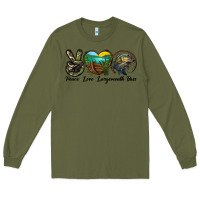 Army Green peace love largemouth bass Long Sleeve Tee - LillyAllenDesigns