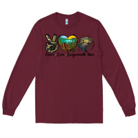 Burgundy peace love largemouth bass Long Sleeve Tee - LillyAllenDesigns