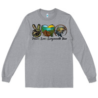 Heather Grey peace love largemouth bass Long Sleeve Tee - LillyAllenDesigns