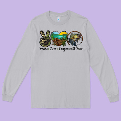 Peace Love Largemouth Bass Long Sleeve Tee Designed By Lillyallendesigns