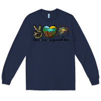 Navy peace love largemouth bass Long Sleeve Tee - LillyAllenDesigns