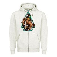 Oatmeal Heather bucking bronco arrowhead Zipper Hoodie - Jasminsmagicworld