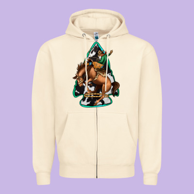 Bucking Bronco Arrowhead Zipper Hoodie Designed By Jasminsmagicworld