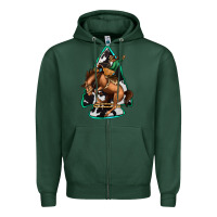 Sports Green bucking bronco arrowhead Zipper Hoodie - Jasminsmagicworld