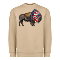 Mushroom american bison with indian headdress Heavyweight Sweatshirt - RanaPortraitStore