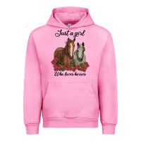Fuchsia Pink just a girl who loves horses no background Urban Hoodie - RanaPortraitStore