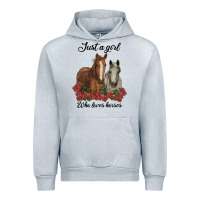 Heather Grey just a girl who loves horses no background Urban Hoodie - RanaPortraitStore