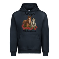 Navy just a girl who loves horses no background Urban Hoodie - RanaPortraitStore
