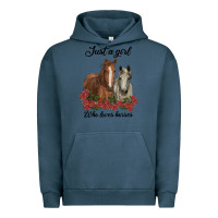 Pigment Midnight Navy just a girl who loves horses no background Urban Hoodie - RanaPortraitStore