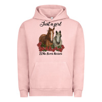 Pigment Salmon just a girl who loves horses no background Urban Hoodie - RanaPortraitStore
