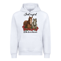 White just a girl who loves horses no background Urban Hoodie - RanaPortraitStore