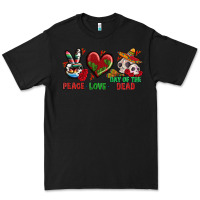 Black Peace Love Day Of The Dead Premium Tee - BundleAndBundleShop