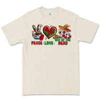 Bone Peace Love Day Of The Dead Premium Tee - BundleAndBundleShop