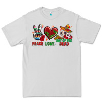 Dove Grey Peace Love Day Of The Dead Premium Tee - BundleAndBundleShop