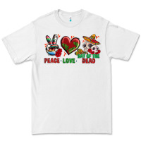 White Peace Love Day Of The Dead Premium Tee - BundleAndBundleShop