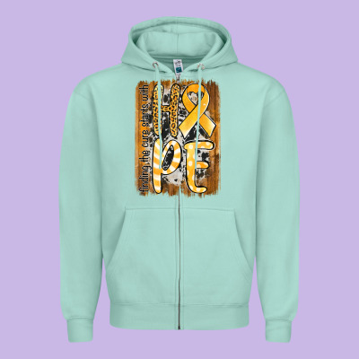 Finding The Cure Starts With Hope Childhood Cancer Awareness  With Bac Zipper Hoodie Designed By Jasminsmagicworld