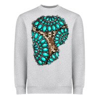 Heather Grey gemstone cowhide patches Heavyweight Sweatshirt - RanaPortraitStore