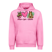 Fuchsia Pink peace love horses Urban Hoodie - RanaPortraitStore