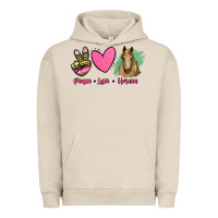Pigment French Oak peace love horses Urban Hoodie - RanaPortraitStore