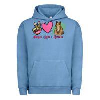 Pigment Pebble Blue peace love horses Urban Hoodie - RanaPortraitStore