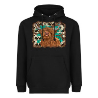 Black highland cow western background Heavyweight Hoodie - RanaPortraitStore