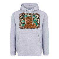 Heather Grey highland cow western background Heavyweight Hoodie - RanaPortraitStore