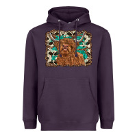 Plum highland cow western background Heavyweight Hoodie - RanaPortraitStore