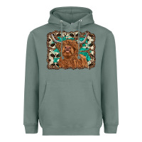 Sage highland cow western background Heavyweight Hoodie - RanaPortraitStore