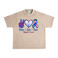 French Oak Peace Love Cure Thyroid Cancer Urban Heavy Tee - Jasminsmagicworld
